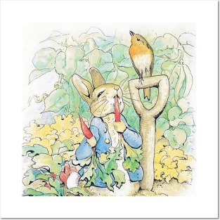 “Peter Rabbit Eats a Carrot” by Beatrix Potter Posters and Art